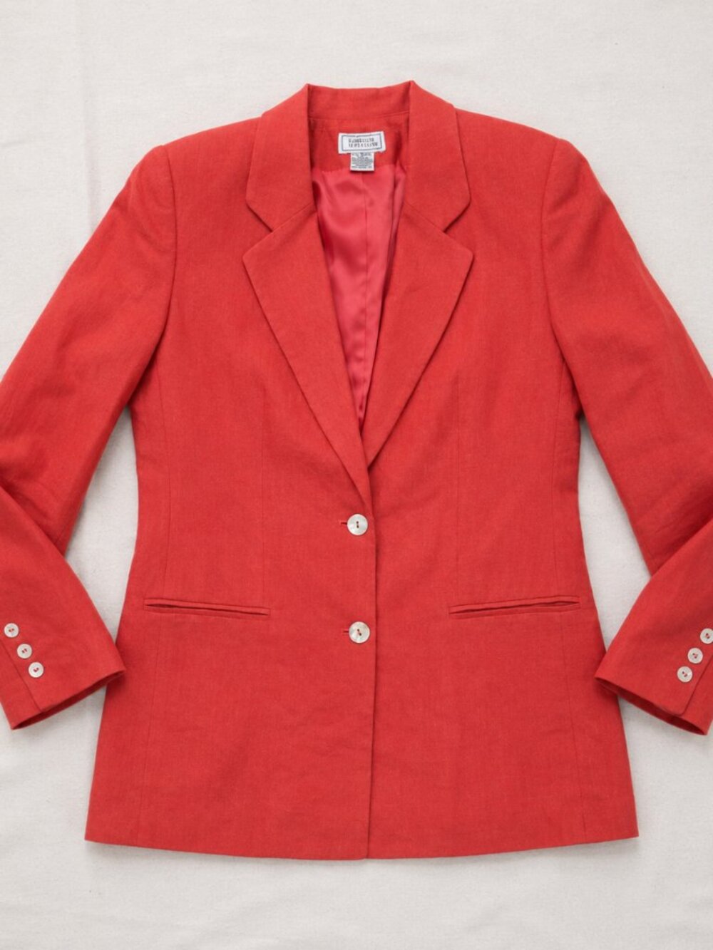 New Jennifer Moore Women's Size 6 Break/ Orange 100% Linen Blazer Shell Buttons - Picture 11 of 13